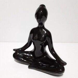 Yoga Pose Female Figurine Meditation Statue Black Ceramic Sculpture Home Decor